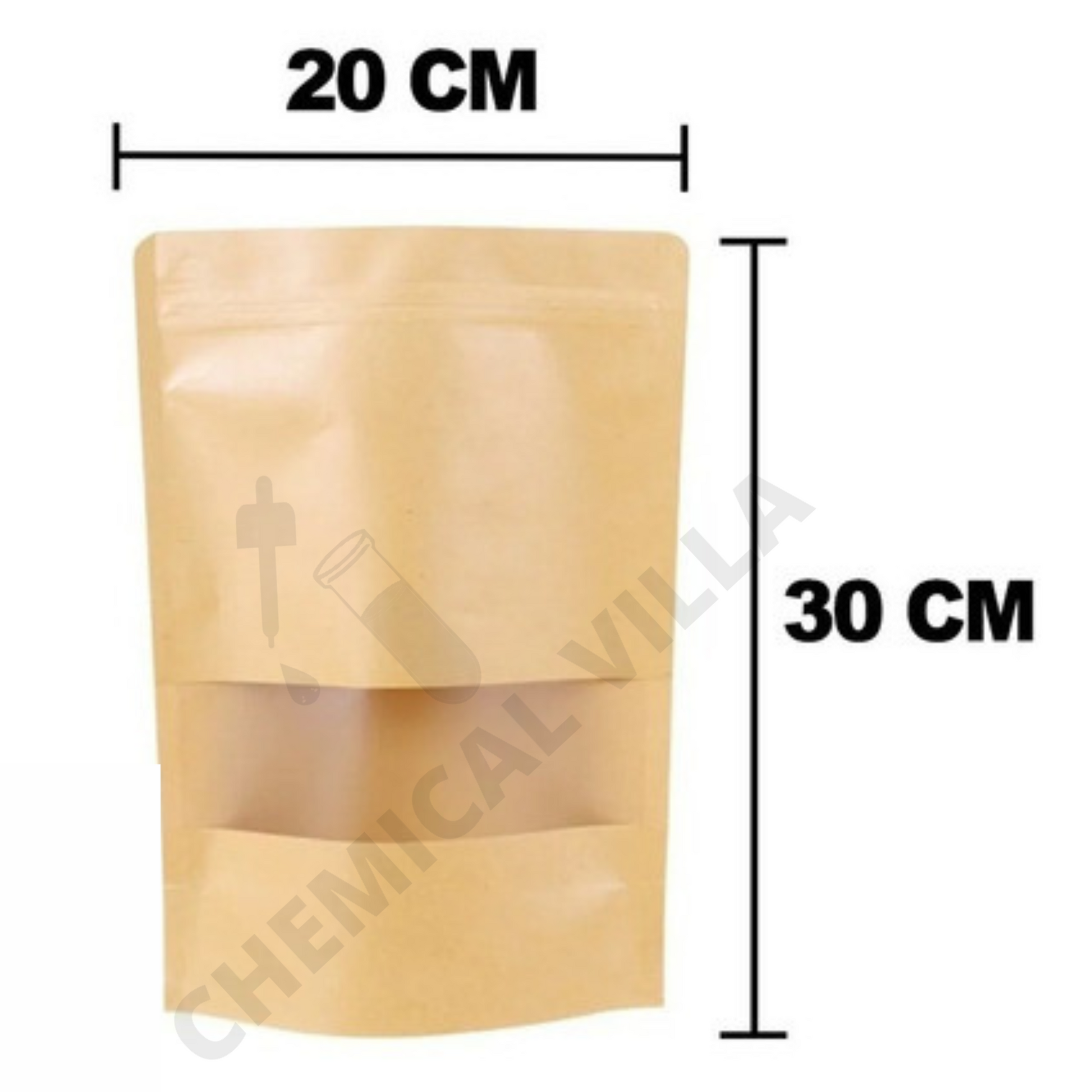 20x30 cm food Grade Kraft paper stand up Pouches 50/100 pcs, Kraft paper Pouch with  Resealable Zip Lock Food Storage Bag - Chemical Villa
