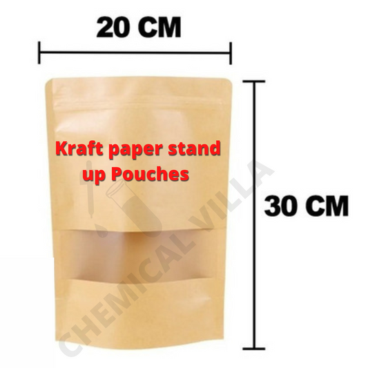 20x30 cm food Grade Kraft paper stand up Pouches 50/100 pcs, Kraft paper Pouch with  Resealable Zip Lock Food Storage Bag - Chemical Villa