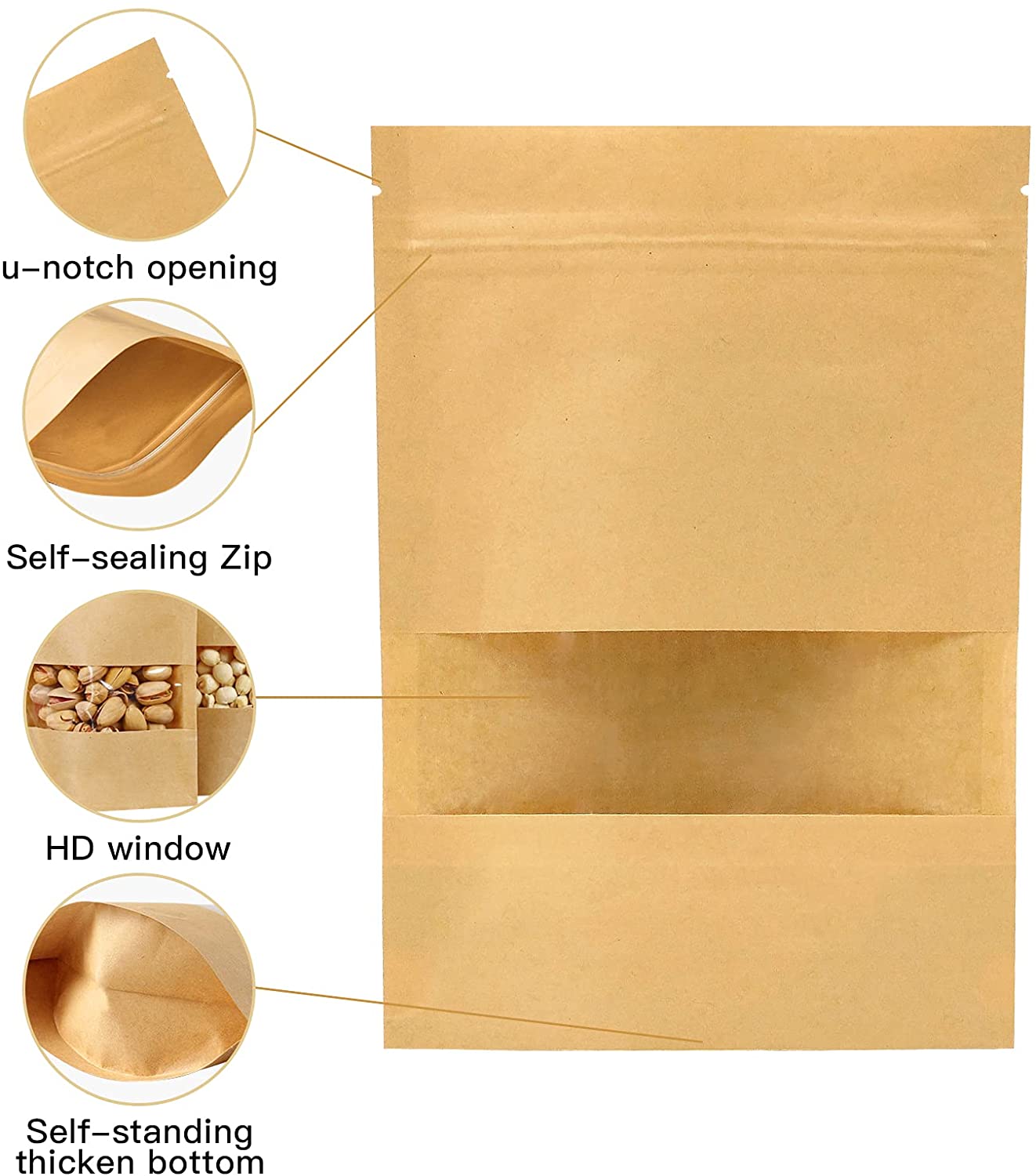 Kraft Paper Standup Pouch 12×20 cm (Brown) - Chemical Villa
