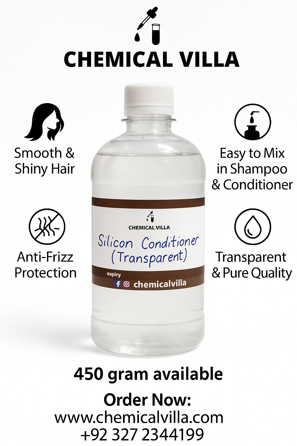 Silicon Transparent Conditioner 450g/ (BRB 1844)– Smooth, Shiny & Frizz-Free Hair | Chemical Villa