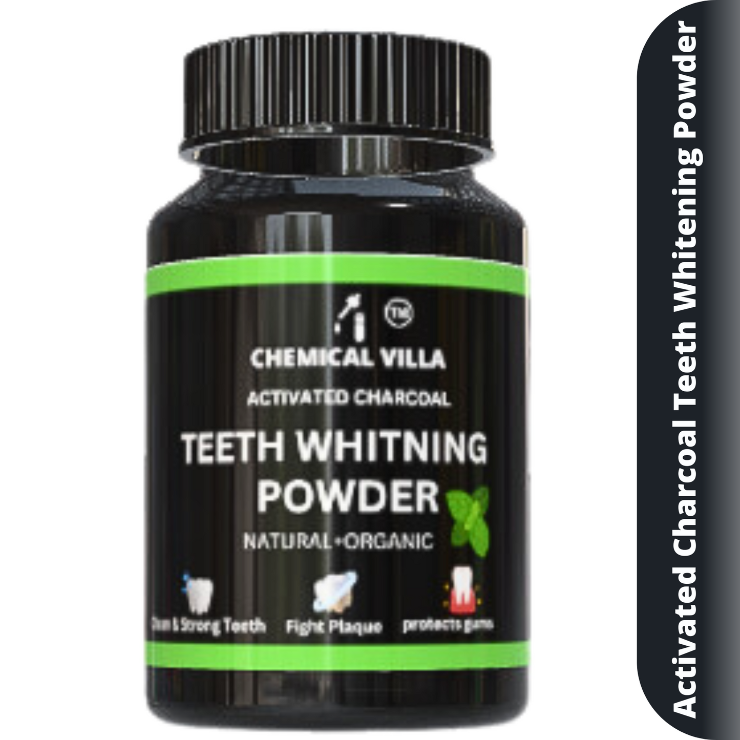 Activated Charcoal Teeth Whitening Powder with Turmeric, Clove, and Mint Flavour – Gentle & Natural Oral Care - Chemical Villa
