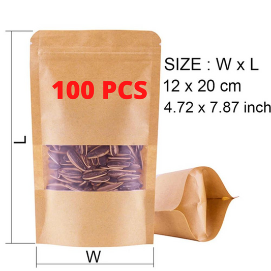 Kraft Paper Standup Pouch 12Γ20 cm (Brown) - Chemical Villa