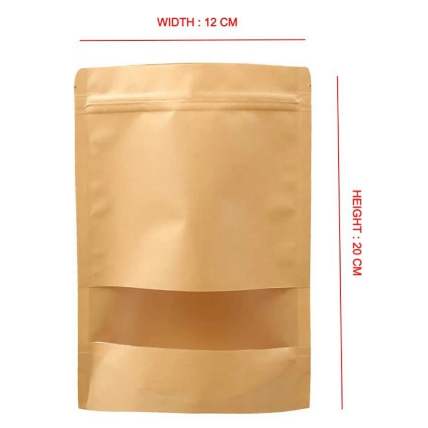 Kraft Paper Standup Pouch 12×20 cm (Brown) - Chemical Villa
