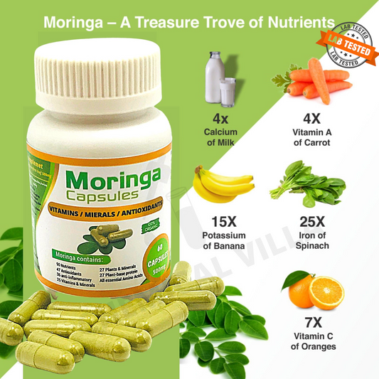 Organic Moringa Capsules 60 Capsules 500mg – Lab Tested Approved, Metabolism, & Immune Support nutrient-rich superfood | Non GMO and Gluten Free - Chemical Villa