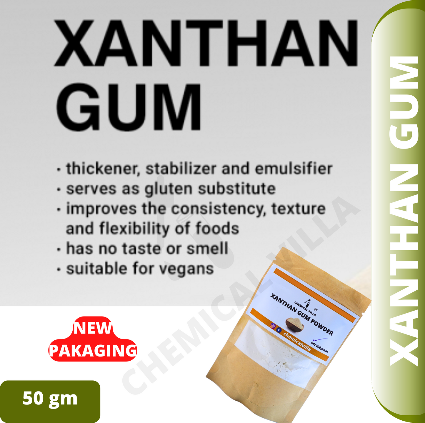 Xanthan Gum 50g/100g ,xanthan gum food grade for baking - Chemical Villa