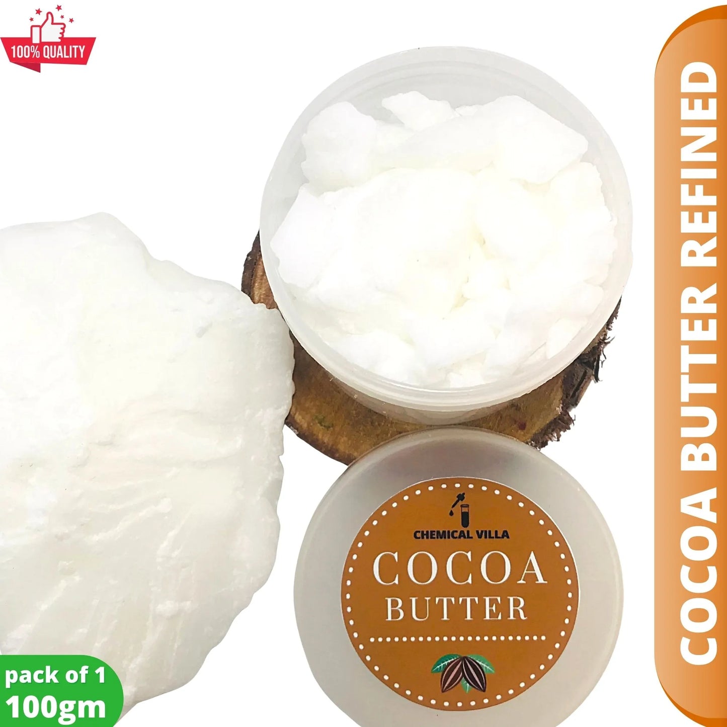 Pure White Refined Cocoa Butter 50g| Cosmetic Grade - Chemical Villa