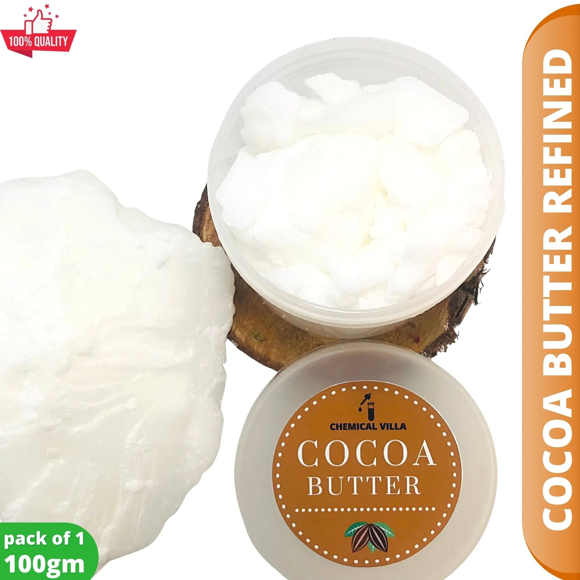 Pure White Refined Cocoa Butter 50g| Cosmetic Grade - Chemical Villa