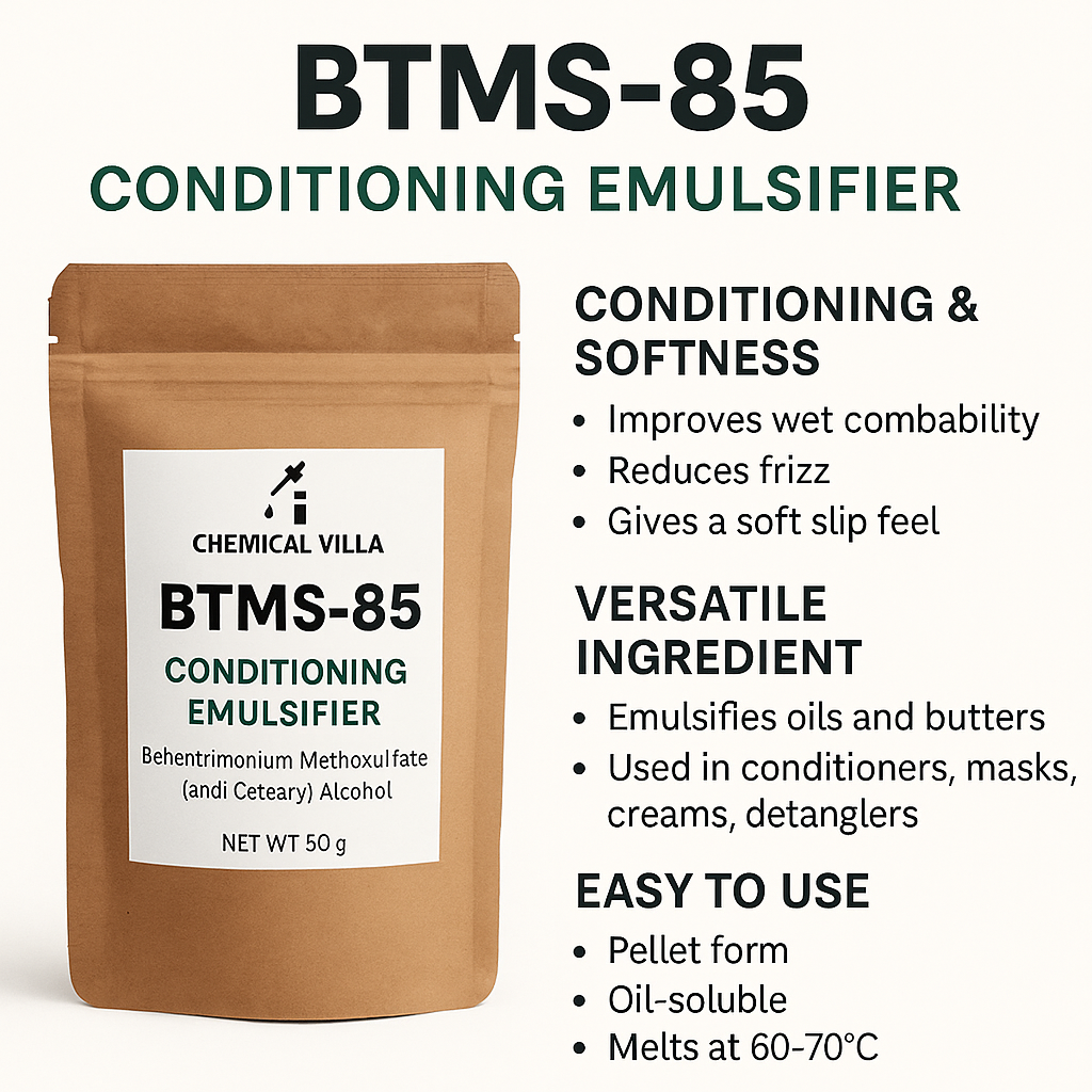 BTMS-85 (Behentrimonium Methosulfate)50 gram – Authentic Hair Conditioner Emulsifier | Chemical Villa Pakistan