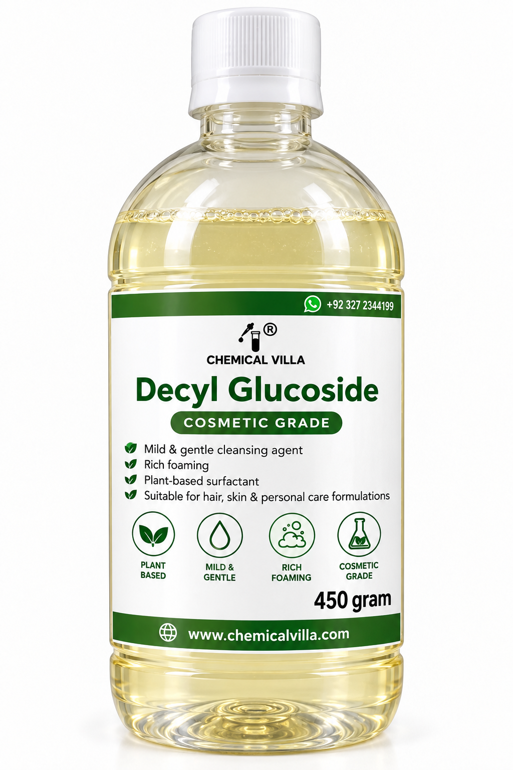 Decyl Glucoside 450g | Cosmetic Grade Plant-Based Surfactant | Chemical Villa