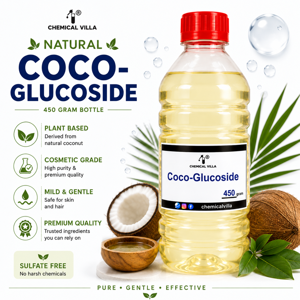 Coco-Glucoside 450g | Mild Plant-Based Surfactant | Cosmetic Grade | Chemical Villa