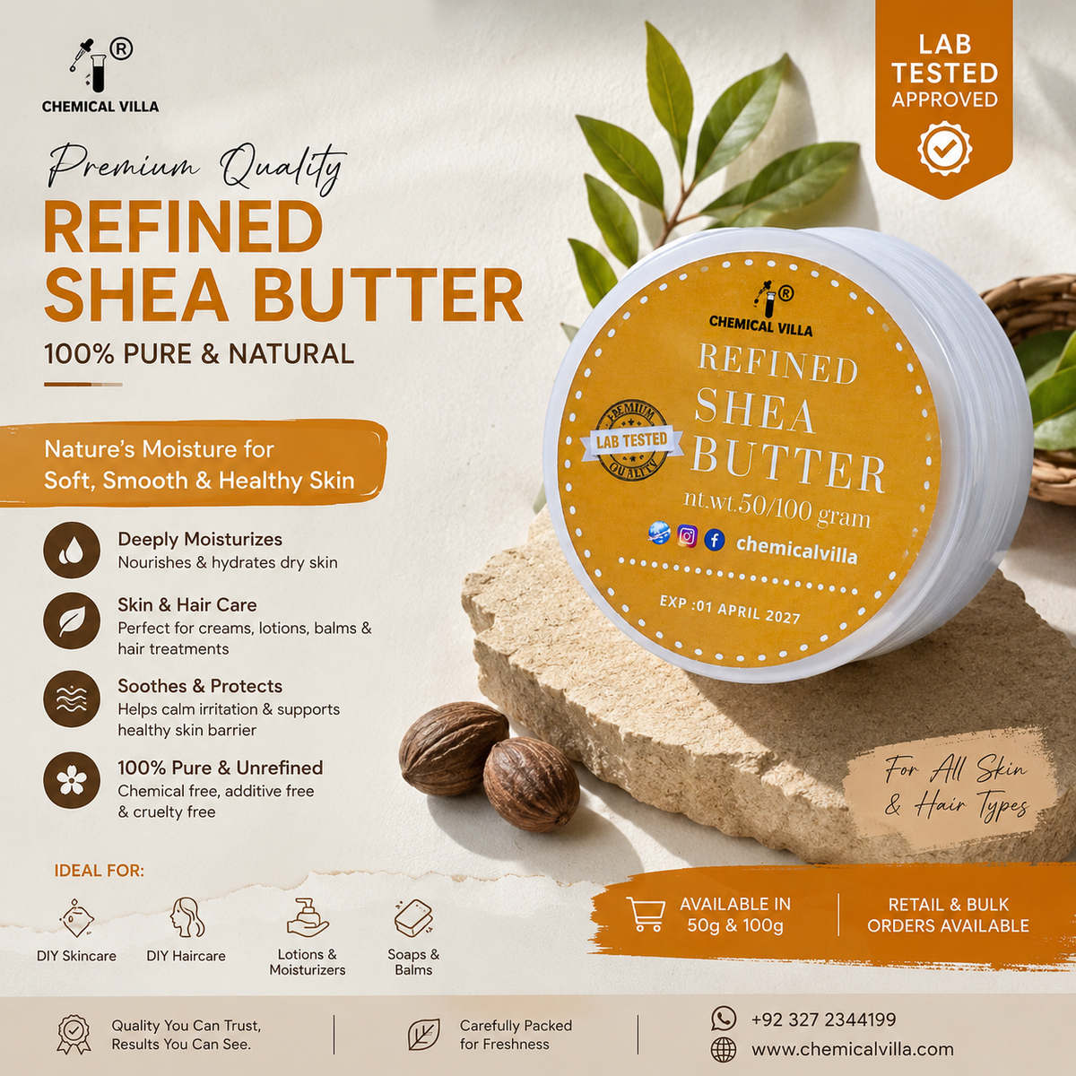 REFINED SHEA BUTTER LAB TESTED APPROVED 80 GRAM