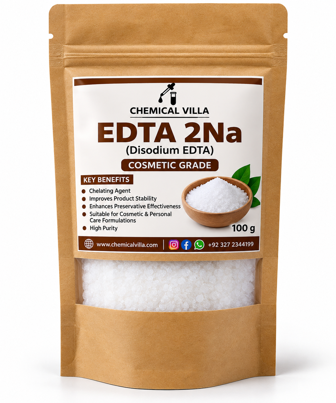EDTA 2Na - 100g | Cosmetic Grade | Chelating Agent for Skincare & Haircare | Chemical Villa