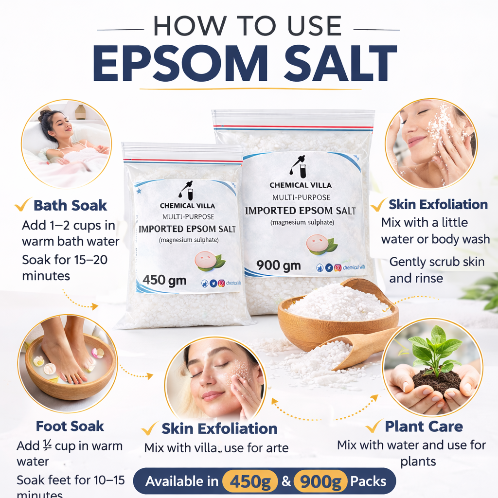 Epsom Salt 900 | Crystal Epsom Salt for Plants, Bath & Multi-Purpose – Chemical Villa