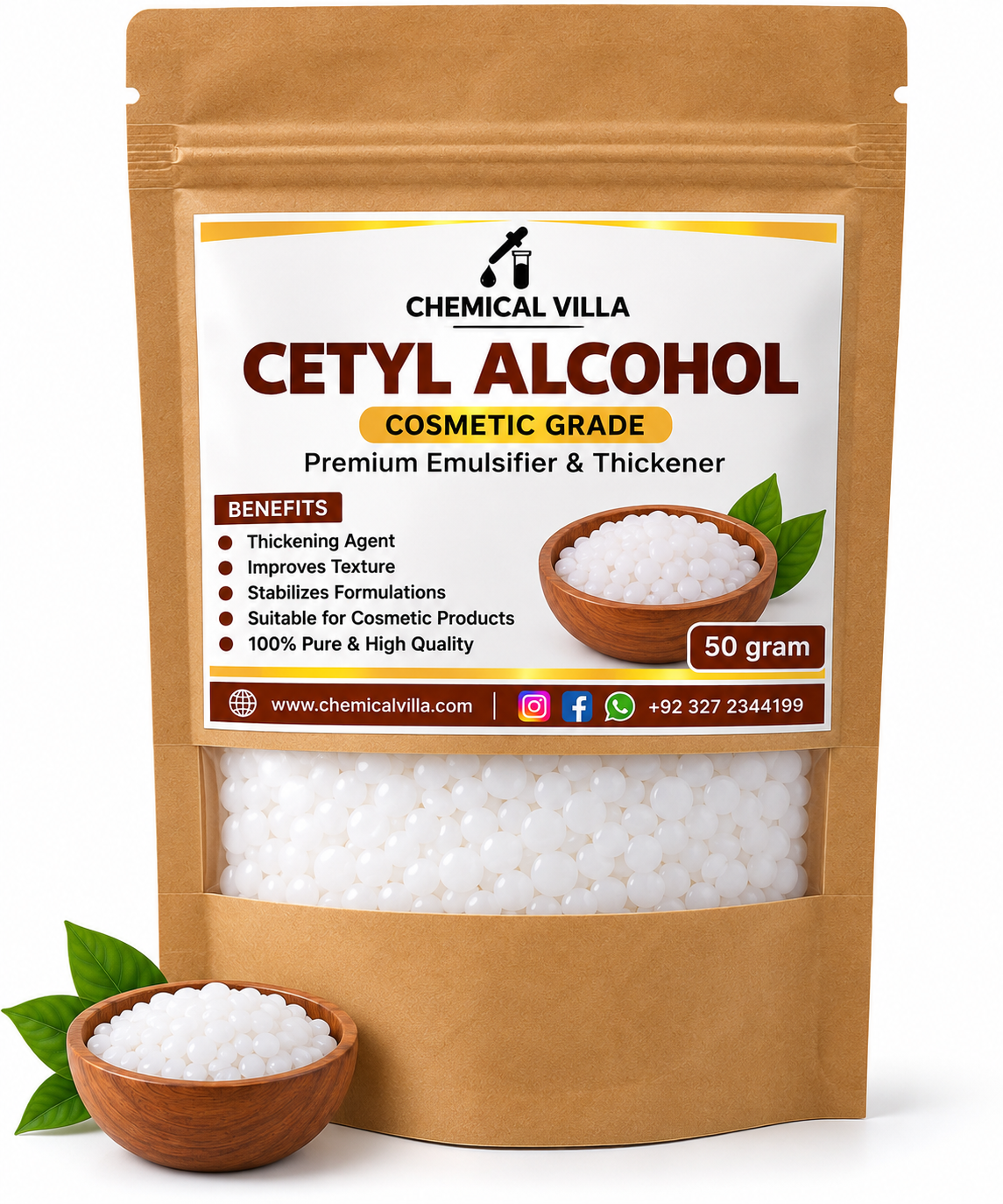 Cetyl Alcohol 50gram  – Premium Cosmetic Emulsifier & Thickener