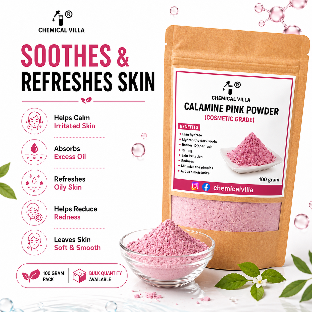 Calamine Pink Powder 100g - Soothing Skin Relief
