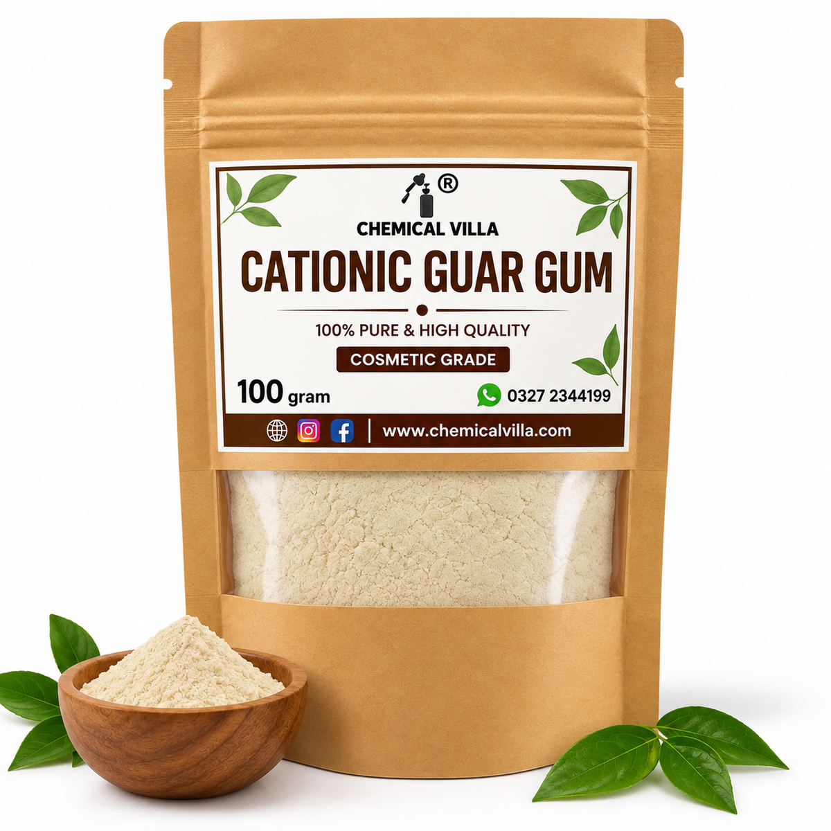 Cationic Guar Gum 100g Cosmetic Grade | Hair Conditioning Polymer | Chemical Villa Pakistan