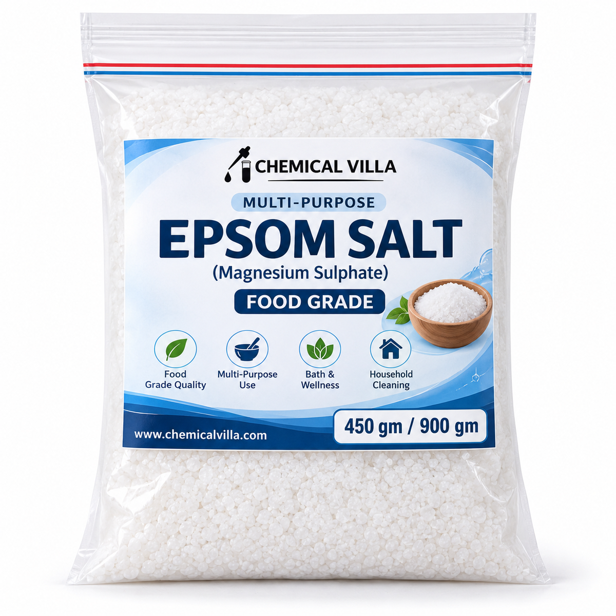 Epsom Salt Food Grade (Magnesium Sulphate) – 450g & 900g | Chemical Villa
