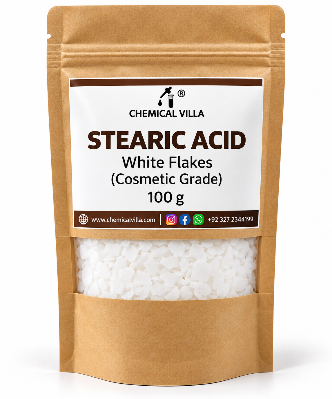 Stearic Acid 100g (White Flakes) | Cosmetic-Grade for Creams & Soaps | Chemical Villa