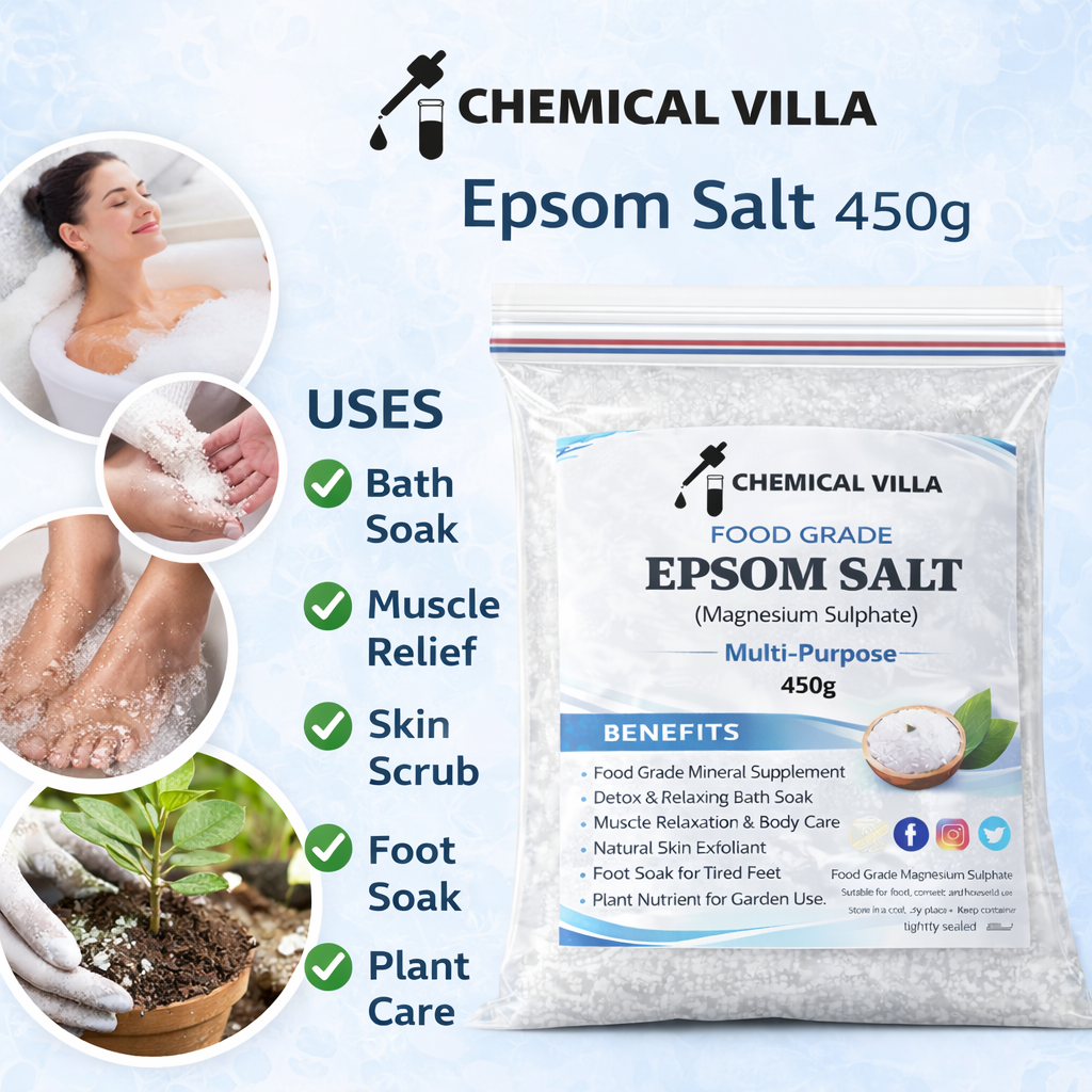 "Epsom Salt food grade 450gm - Natural Mineral Fertilizer | Magnesium Sulfate