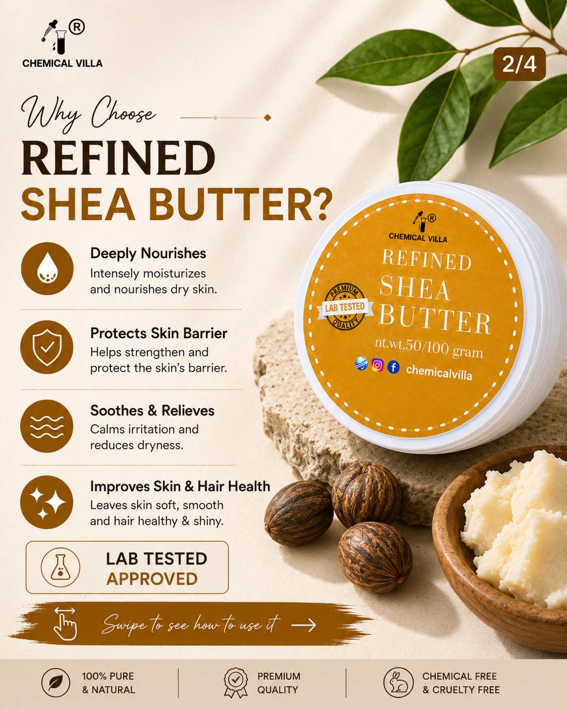REFINED SHEA BUTTER LAB TESTED APPROVED 80 GRAM
