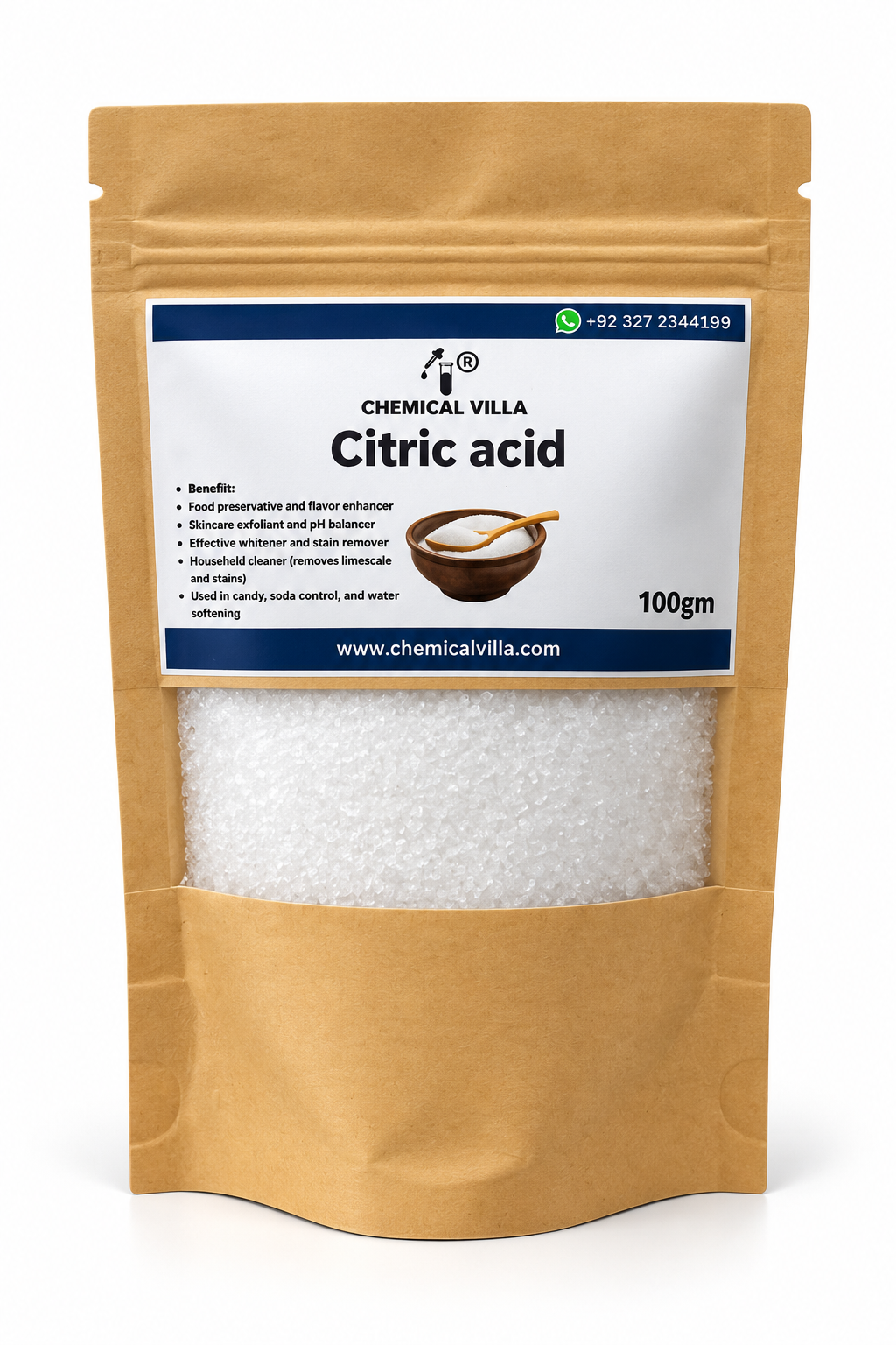 Citric Acid Powder 100g | Food & Cosmetic Grade | Pure Crystal | Chemical Villa