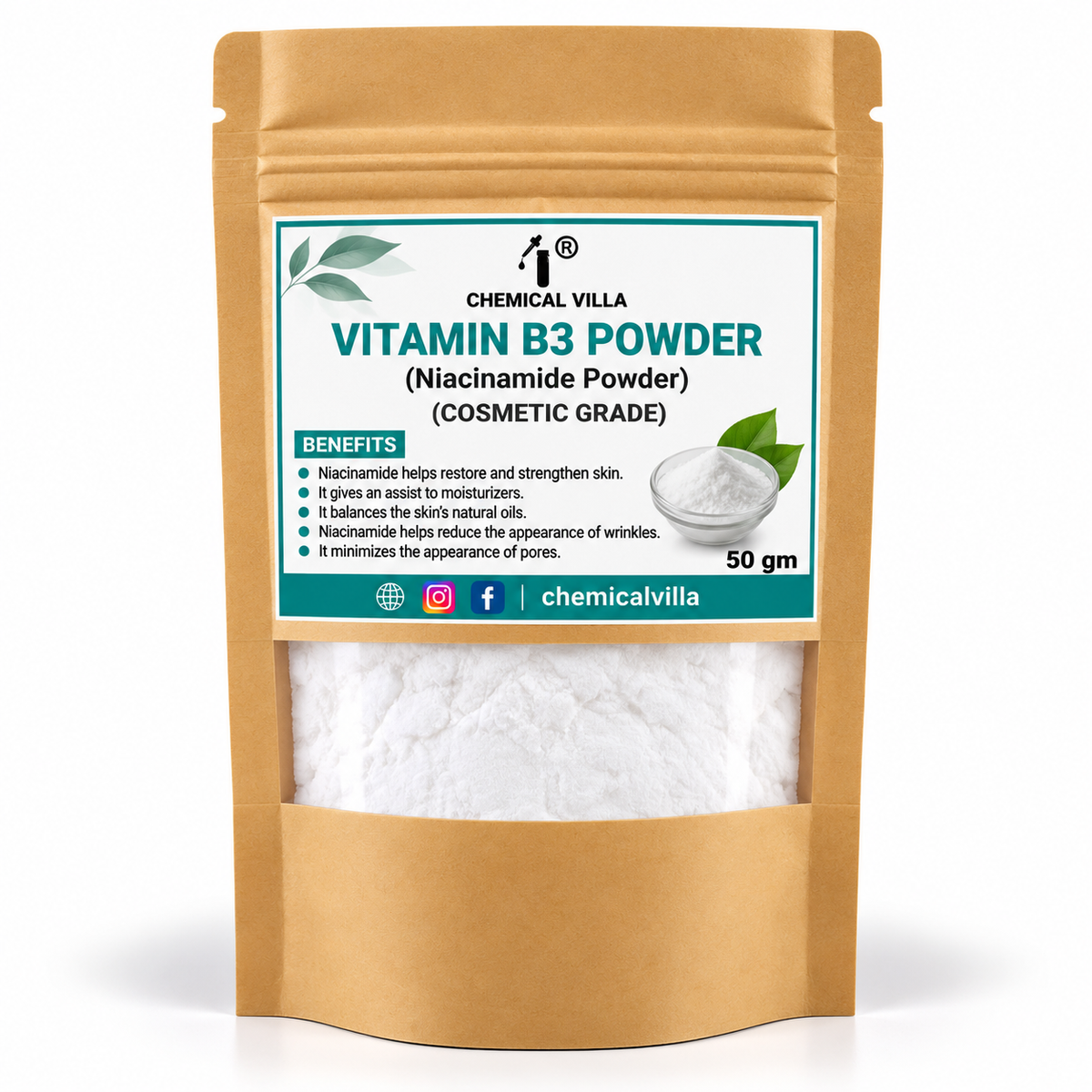 Niacinamide Powder (Vitamin B3) 50g Cosmetic Grade | Chemical Villa Pakistan