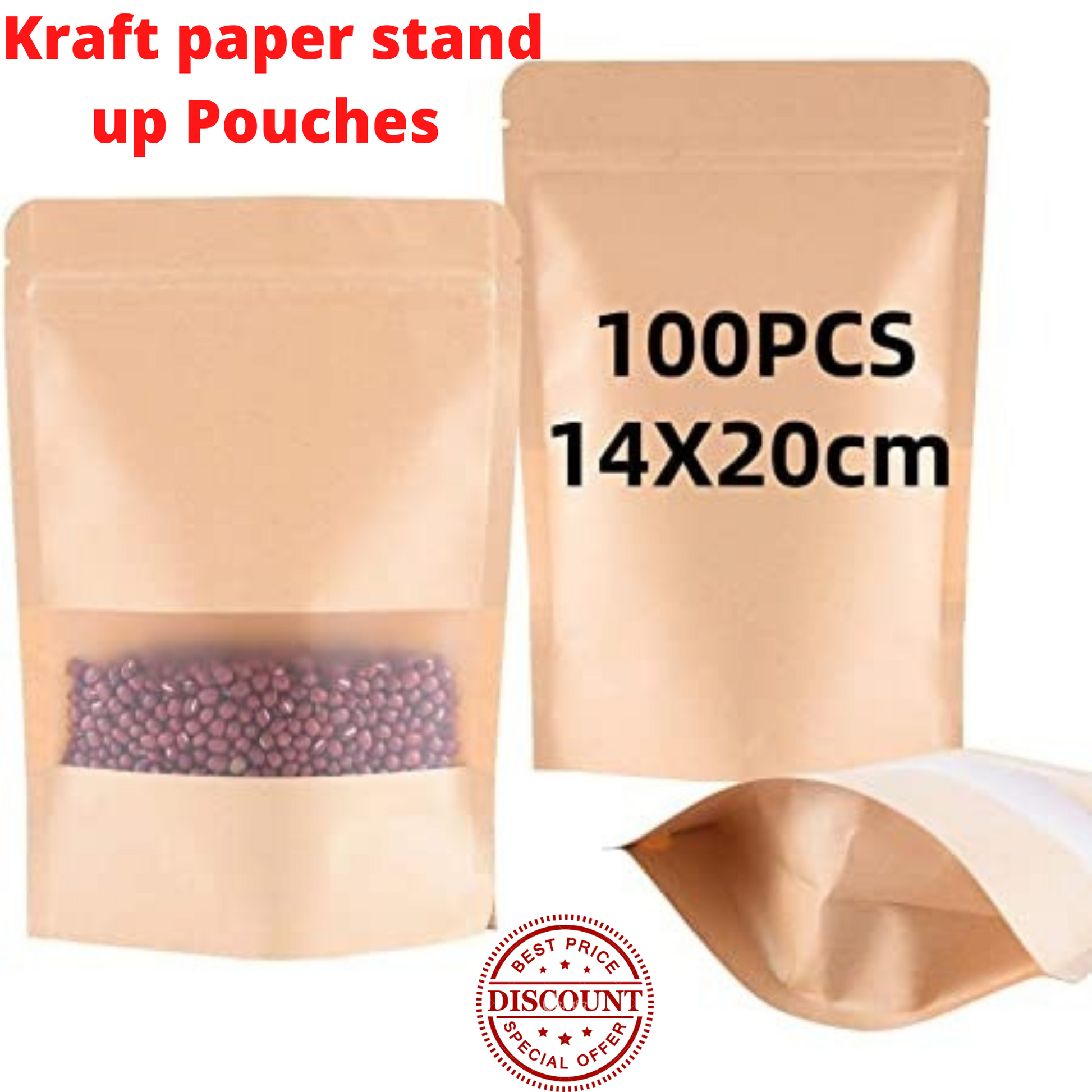 Kraft Paper Standup Pouches brown (14x20 cm) - Chemical Villa