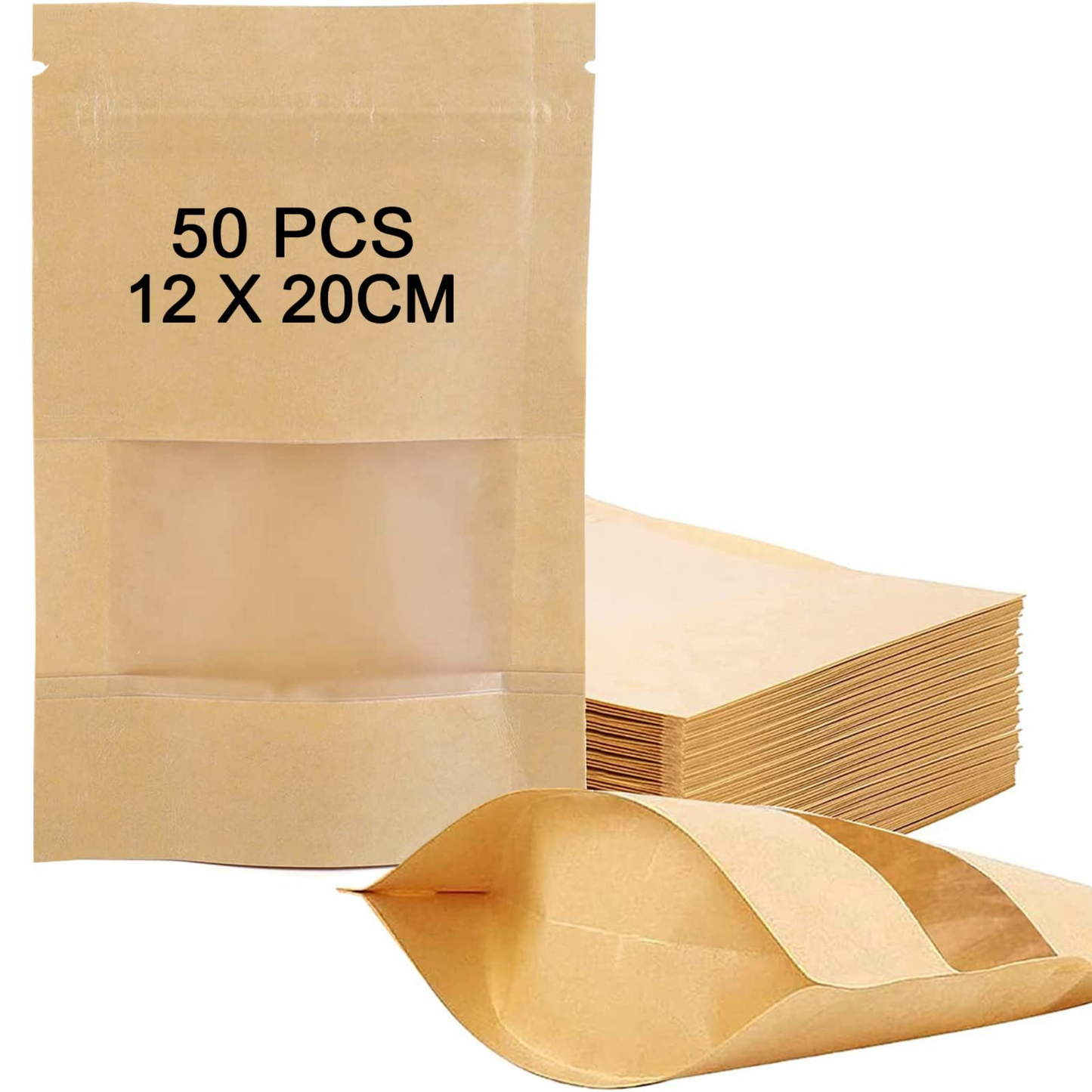 Kraft Paper Standup Pouch 12×20 cm (Brown)