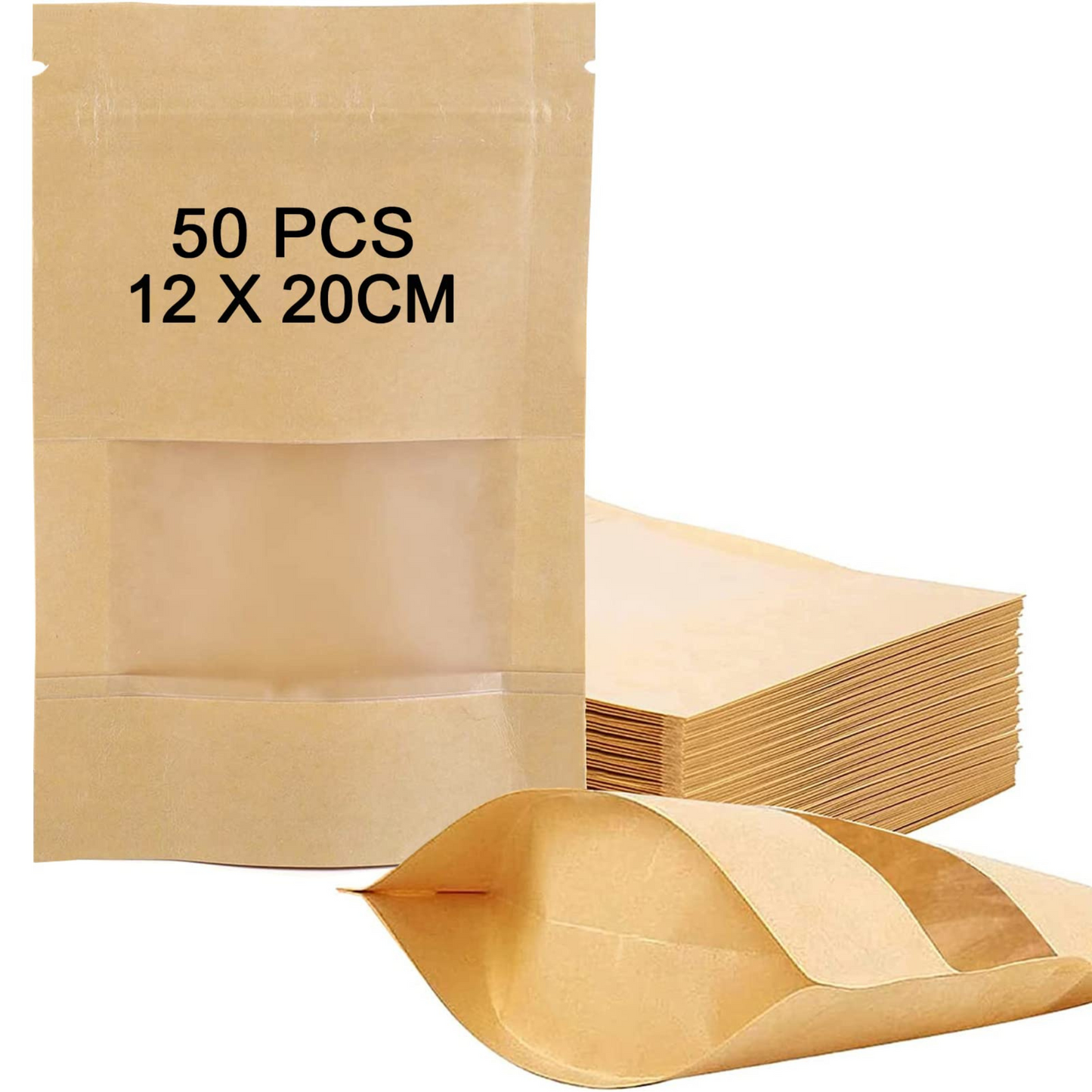 Brown Kraft Paper Stand-Up Pouches – 5 Sizes Available | Resealable Packaging Bags for Food & Cosmetics - Chemical Villa