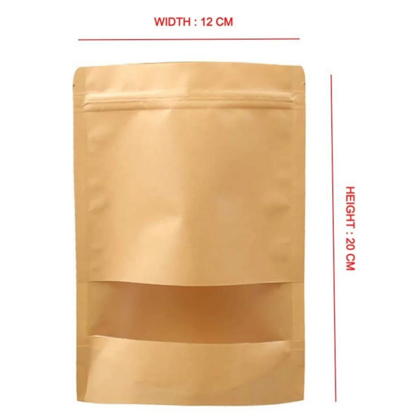 Kraft Paper Standup Pouch 12×20 cm (Brown)