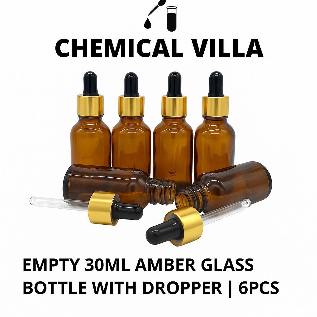 30ml Amber Glass Dropper Bottles (Set of 3, 6) – UV Protection, Leak-Proof, Reusable for Essential Oils & Serums