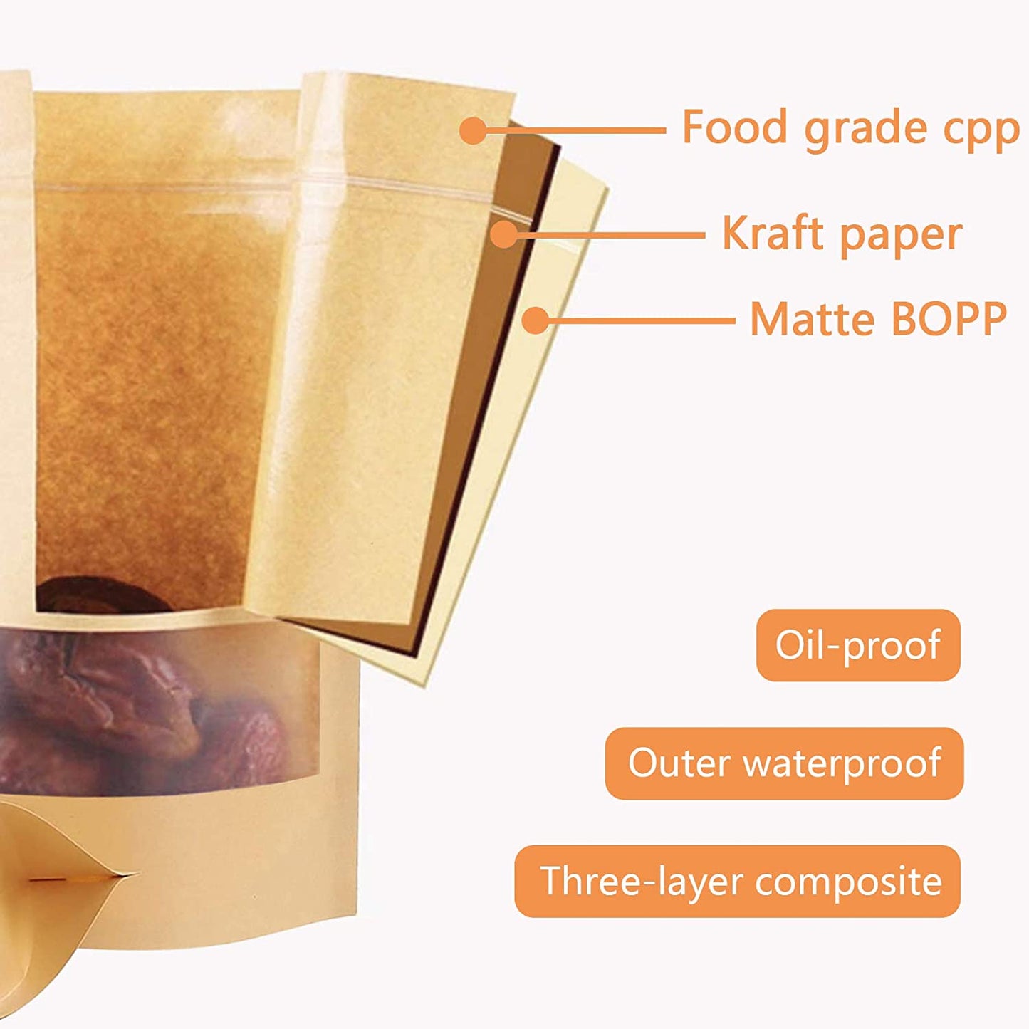 Kraft Paper Standup Pouches brown (14x20 cm)