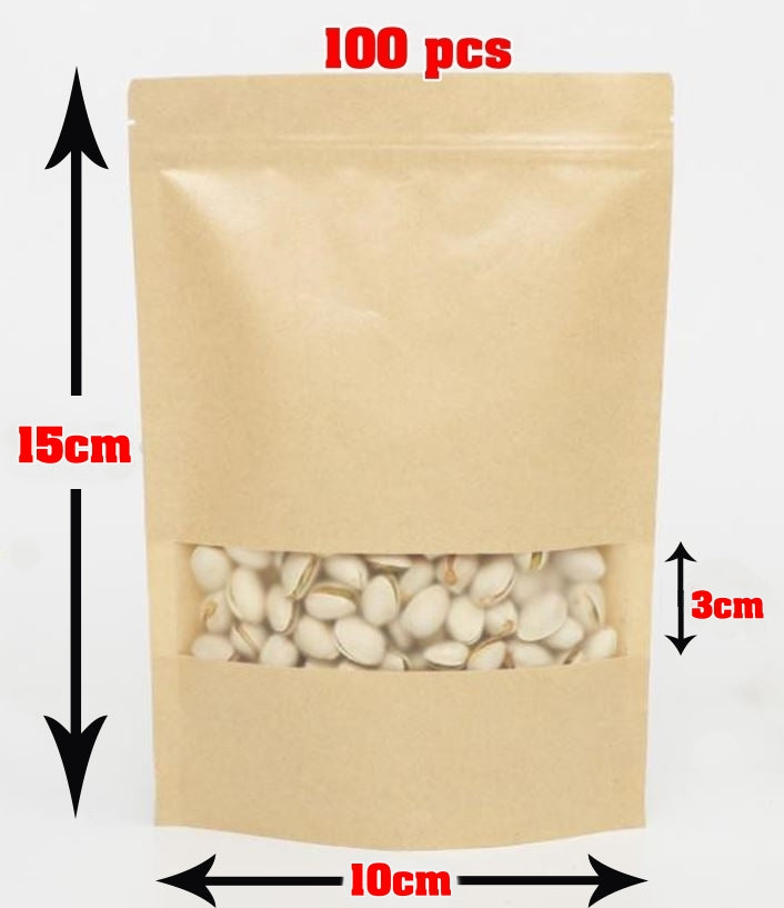 Kraft Paper Standup Pouch brown Zipper Bag(10x15 cm) - Chemical Villa